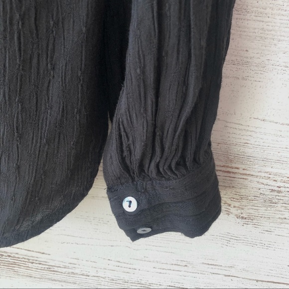 FREE PEOPLE Canyon Rose Embroidered Boho Hi Lo Blouse Black S Whimsigoth Grunge - Picture 9 of 11